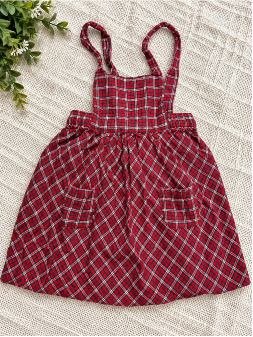 Girls Carter's Plaid Jumper Dress Red Black Size 4T